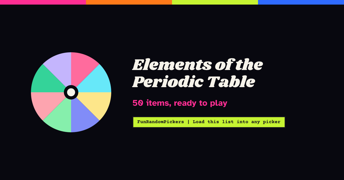 Elements of the Periodic Table — Spin the Wheel | FunRandomPickers