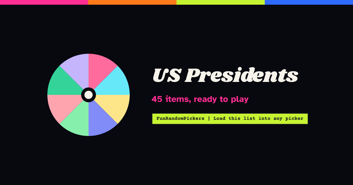 US Presidents — Spin the Wheel | FunRandomPickers